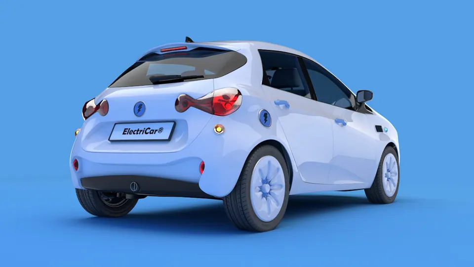 ElectriCar — rendu trois-quarts arrière
