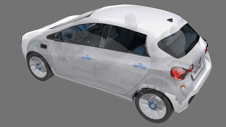 ElectriCar — rendu trois-quarts fantôme